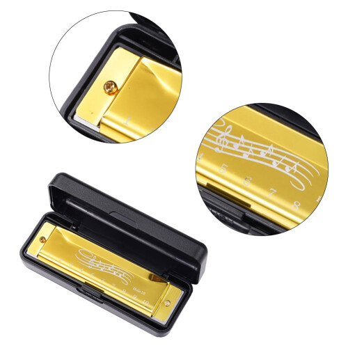 10-hole 20-tone harmonica yellow portable musical instrument 2