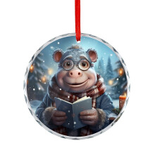 Hippopotamus Glass Christmas Ornament 1 Piece