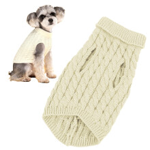 Beige knitted dog sweater medium size warm soft