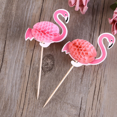 Flamingo Cake Toppers 3D Tropical Decoration 20 pcs 2