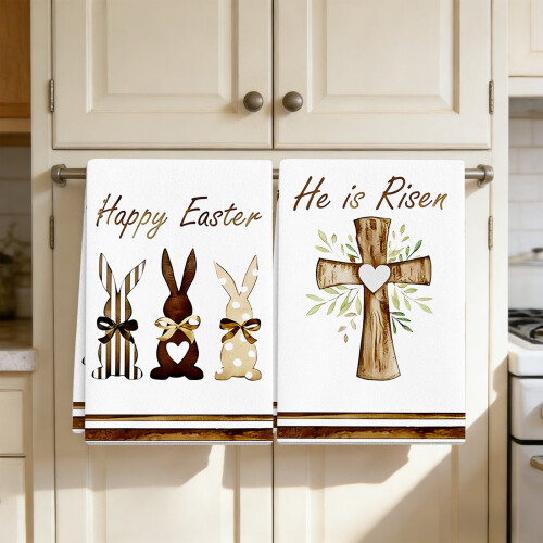 Easter Kitchen Towels Set Cotton Nylon Spandex 2 pcs