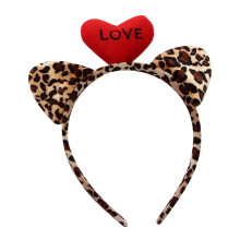 Cat Ears Headband Leopard Print Heart Shape 1 Pack