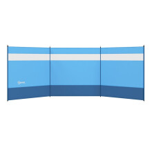 Camping Windbreaker with Clear Windows, Carry Bag and Steel Poles, for Beach Caravan Campervan, 440 x 140cm, Blue