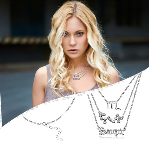 Scorpio Zodiac Necklace Silver 3 pcs 2