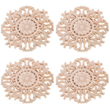 Unbranded wood appliques unpainted carved onlays 4 pcs