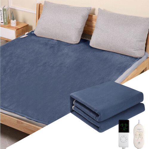 Heated Flannel Blanket Dark Blue 32x60 Inches 1