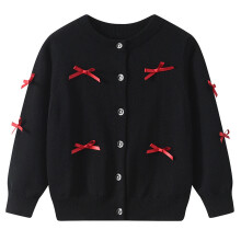Girls Cardigan Sweater Black Knit Long Sleeve Button Front
