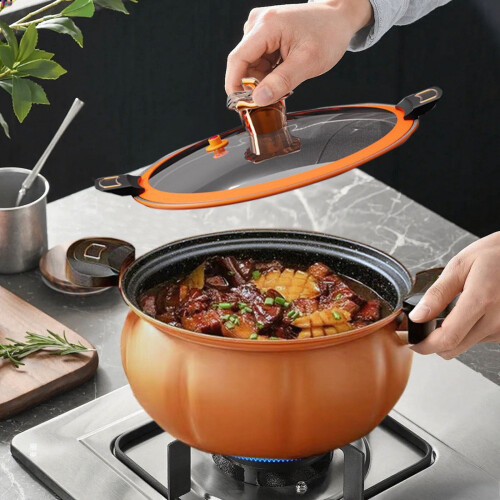 Pumpkin-Shaped Dutch Oven 8L Orange Nonstick Ceramic