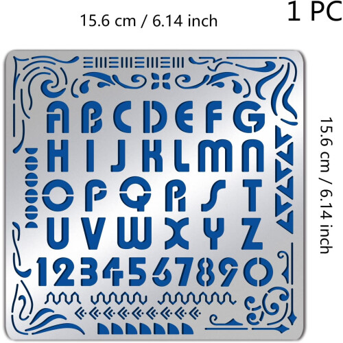 Metal Stencil Set A-Z Numbers Frames 6.14x6.14 inch 1