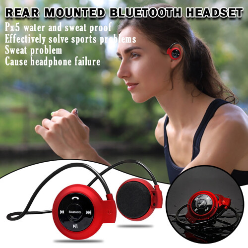 Red Bluetooth Sports Headphones wrap-around foldable with 2