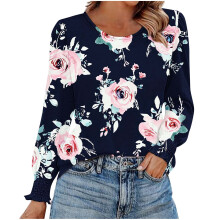 Women's Long Sleeve Business Casual Blouse with Smocked