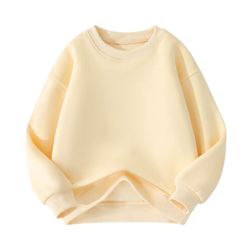 Kids Cotton Pullover Sweatshirt with Elbow Patches Yellow
