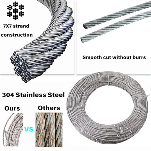 Stainless Steel Aircraft Cable Railing System 150 ft 1/8 1