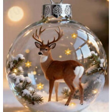 Animal Theme Glass Snowflake Ornament Set 6 pcs