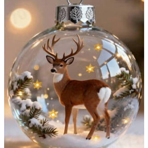 Animal Theme Glass Snowflake Ornament Set 6 pcs