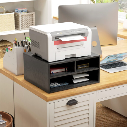 Three-Compartment Printer Storage Cabinet - Black 2