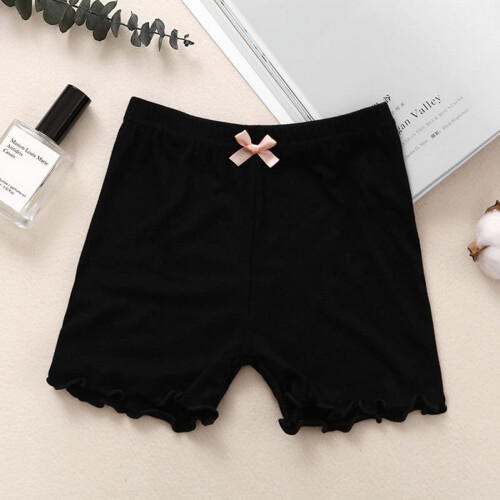 Girls Solid Color Boyshort Underwear with Lace Trim 1