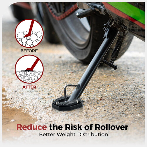 Aluminum Motorcycle Kickstand Pad Black 2