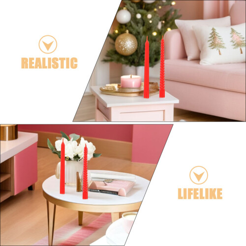 Miniature Plastic Taper Candles for Dollhouse Decor 18 Pcs 2