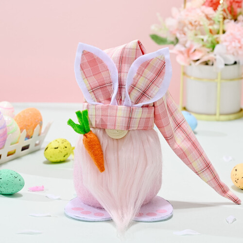Easter Bunny Doll Decor White Beard Holding Carrot 1 Piece