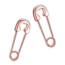 Punk Paper Clip Earrings Rose Gold Plated 925 Sterling