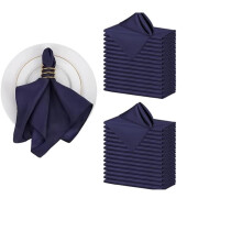 Cloth Napkins 17 Inch Navy Blue 24 Pcs Polyester