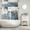 Abstract Blue Grey Tier Curtains 3-Pack for Standard Windows 5