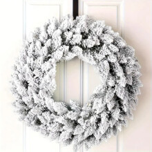 White Flocked Velvet Christmas Wreath 45cm