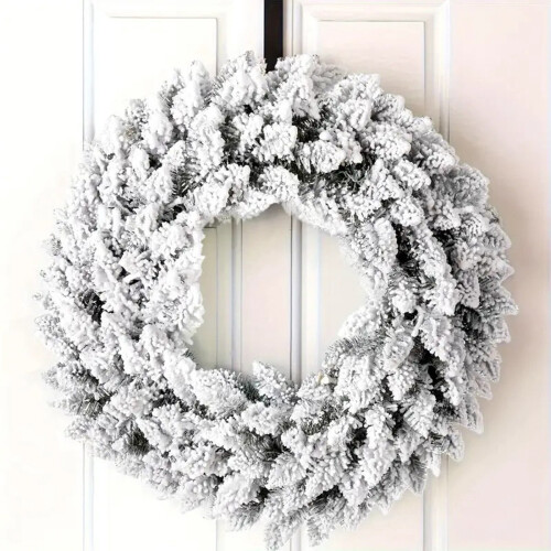 White Flocked Velvet Christmas Wreath 45cm
