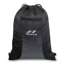 Nivia String Backpack with Sipper Pocket Polyester Outdoor Bag Lightweight Bag (Black) Capacity-5 litres