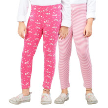 Ariel Girl'S Regular Fit Cotton Leggings (Ar-G-Leg-P2-34-(Pink Uni Pink Stri)_Multicolor_3 Years-4 Years)