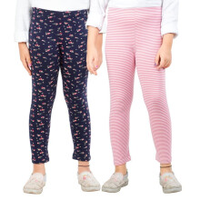 Ariel Girl'S Regular Fit Cotton Leggings (Ar-G-Leg-P2-34-(Pink Str Blue)_Multicolour_3 Years-4 Years)