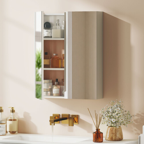 Homcom HOMCOM Wall Mounted Bathroom Mirror Storage Cabinet w/ Door Adjustable Shelf
