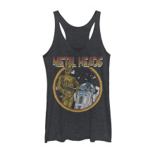 Women's Star Wars: A New Hope Metal Head Rock Droids Racerback Tank Top Black Heather Medium