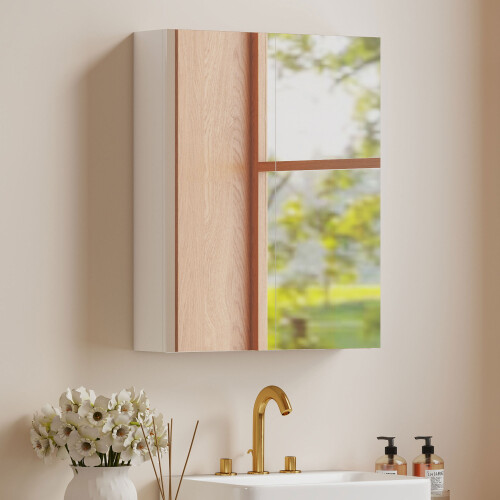 Homcom HOMCOM Wall Mounted Bathroom Mirror Storage Cabinet w/ Door Adjustable Shelf 1