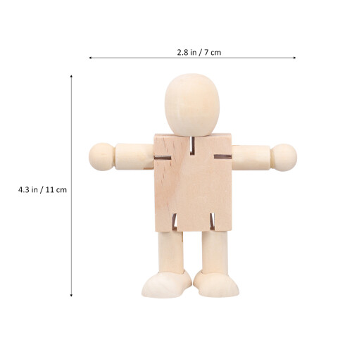 Pretyzoom DIY Unpainted Hardwood Doll Set with Movable 1