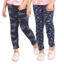Ariel Girls Cotton Printed Non-Transparent Regular Fit Ankle Length Leggings(Ar-G-Leg-P2-34-(Blueprint+Navyroar)_Multicolor_34 Years)
