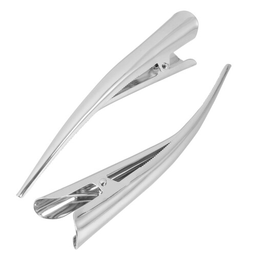 Non-Slip Metal Sectioning Clips Silver 12 Pcs