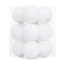 Christmas Ball Ornaments Glitter Shatterproof 12 pcs White