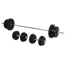 Dumbbell and Barbell Set with 65kg Adjustable Barbell Weights Set, for Home Gym - Black