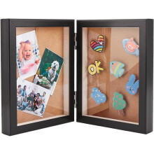 Wooden Medal Display Case Black Double Frame Acrylic Window