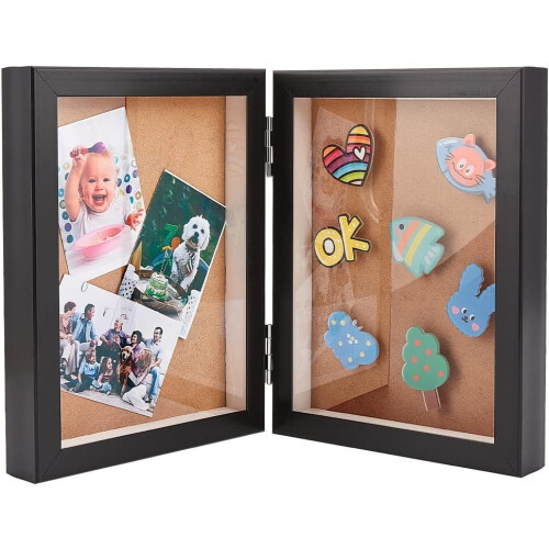 Wooden Medal Display Case Black Double Frame Acrylic Window