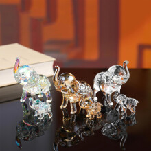 Crystal Elephant Figurine Handcrafted Home Decor 2 Pack