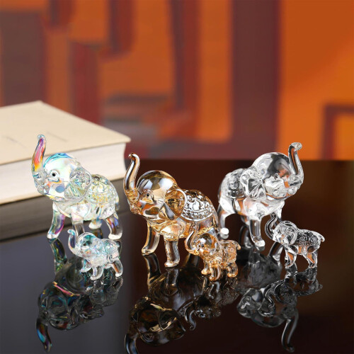 Crystal Elephant Figurine Handcrafted Home Decor 2 Pack