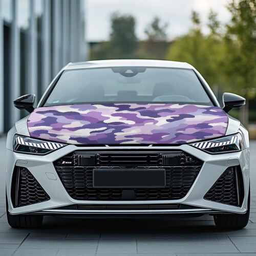 Purple Camo Hood Cover Elastic Washable Fabric Protector 1