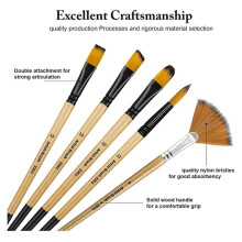 Penselenset, Nylon Borstelharen met Rond, Hazelnoot, Plat, Waaier, Hoek, Geschikt voor Artiesten en Beginners voor Acryl