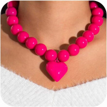 Heart Necklace for Women Gold Silver Puffy Choker 1 Piece