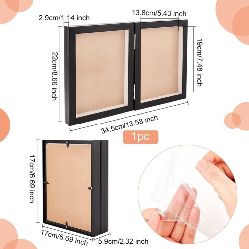 Wooden Medal Display Case Black Double Frame Acrylic Window 1