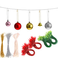 Christmas Ornament Hooks Gold Precut Ribbon 100 pcs
