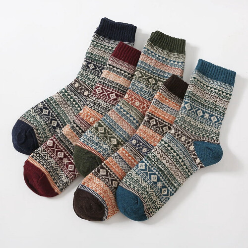 Men's Wool Socks Thermal Winter Thick Crew 5 Pairs 1